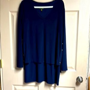 Blue Asymmetrical Long Sleeve Tunic